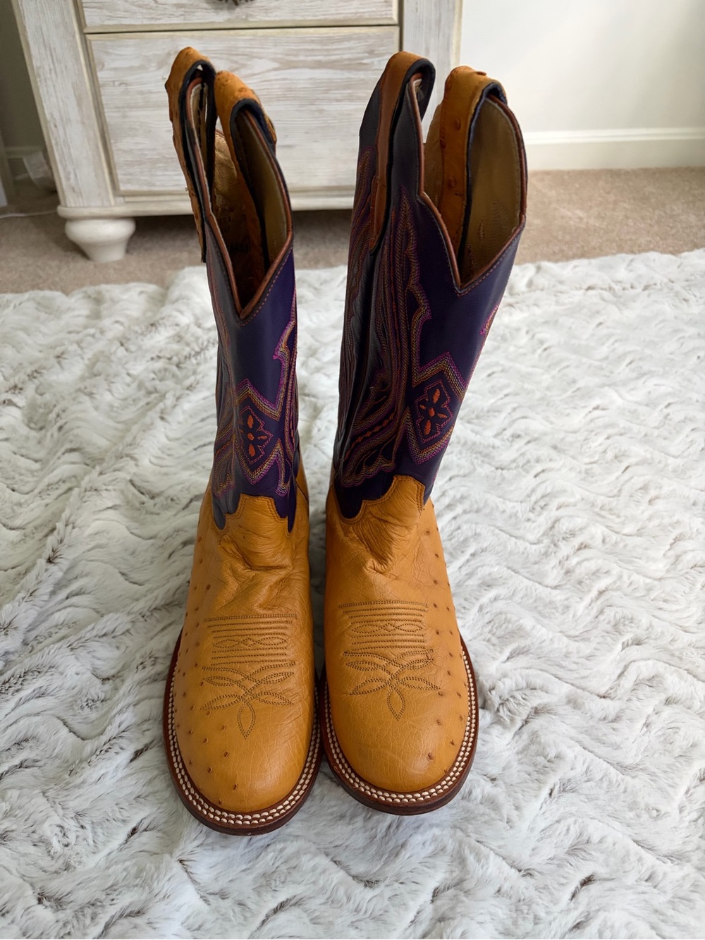 Women's Two-Tone Purple & Tan Western Cowboy Boots - Picture 6 of 7